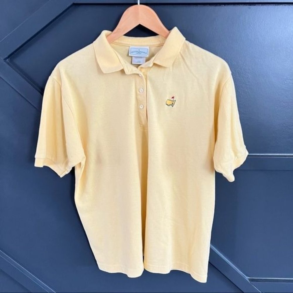 Masters Golf Polo Yellow Button Short Sleeve Tee Outer Banks Mens Large Vintage